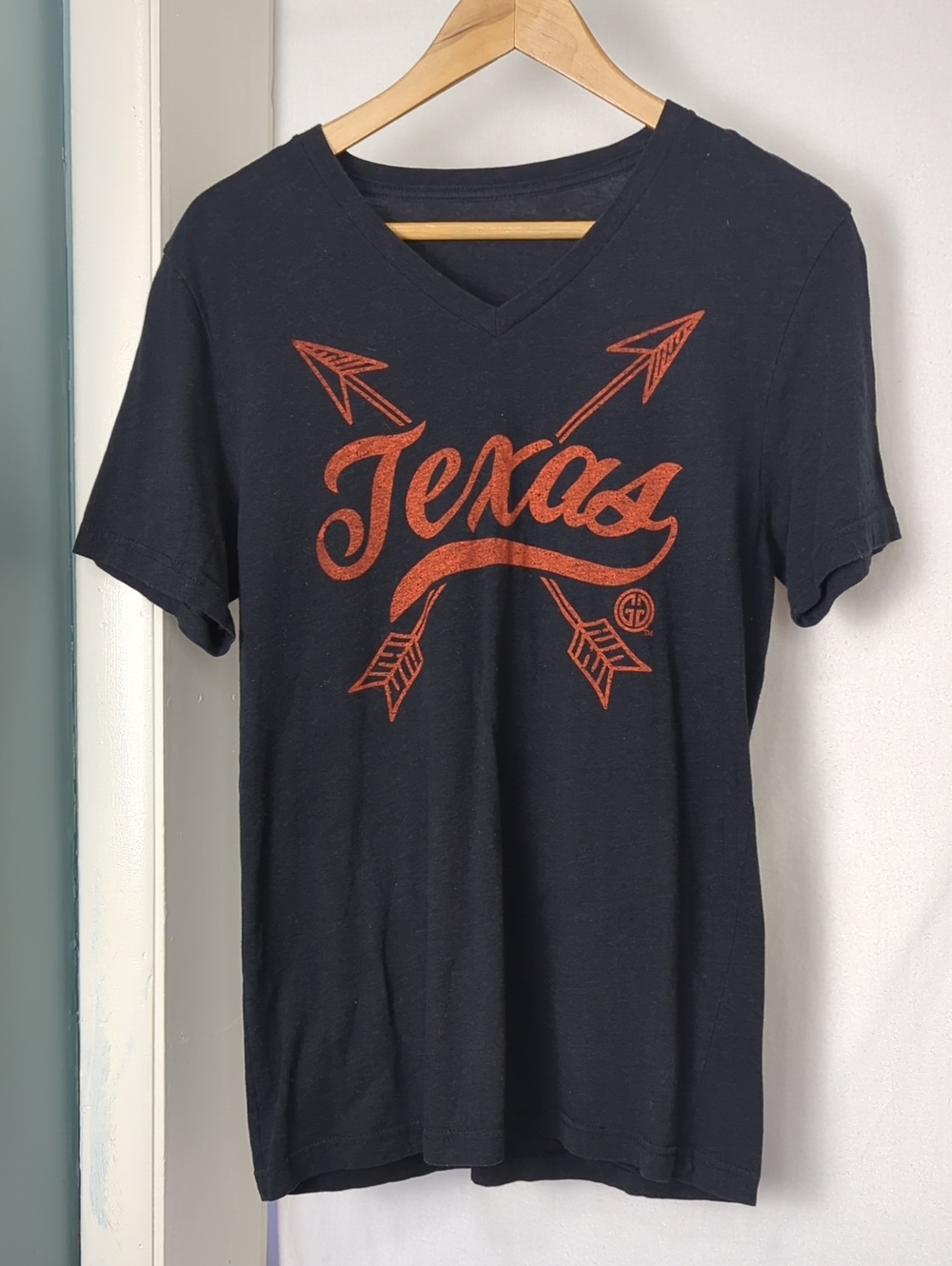 GIRLIE GIRL ORIGINALS Texas Tee Black V-Neck With Orange Graphic